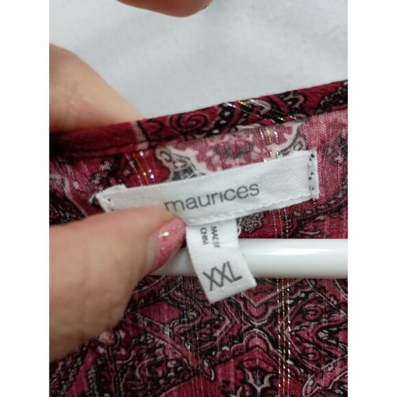 Maurices Womens Blouse Top Size XXL Burgundy Floral Flare Sleeve BOHO Peasant - Picture 5 of 9